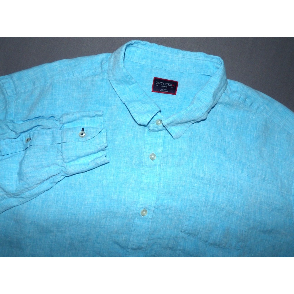 UNTUCKit 100% Linen Light Blue Long Sleeved Button Up Shirt Men's 3XL